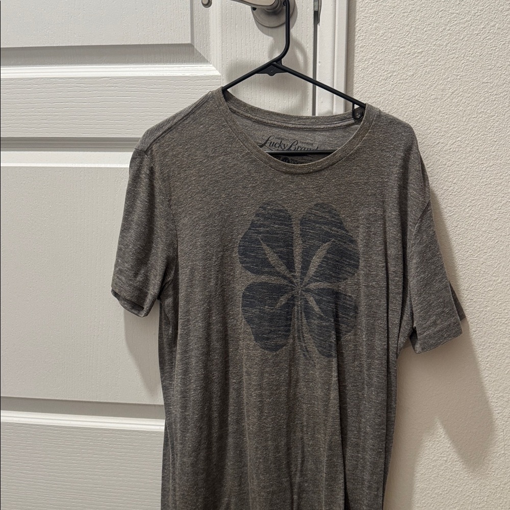 Lucky Brand Charcoal Tee with Clover Graphic
